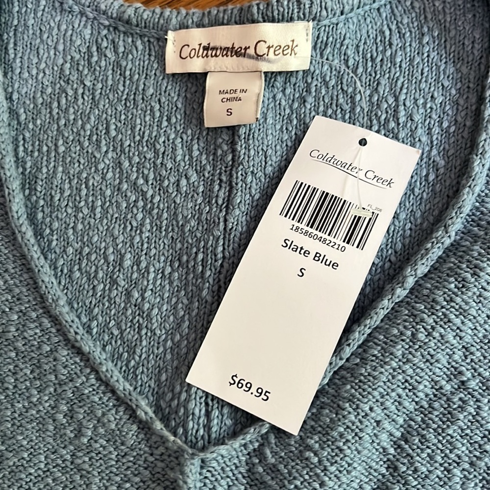 Nwt Coldwater Creek Slate Blue Sweater S - Picture 5 of 5